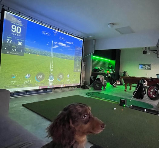 high end golf simulator man cave