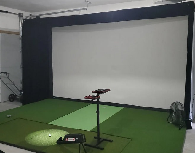 man cave golf simulator lighting idea