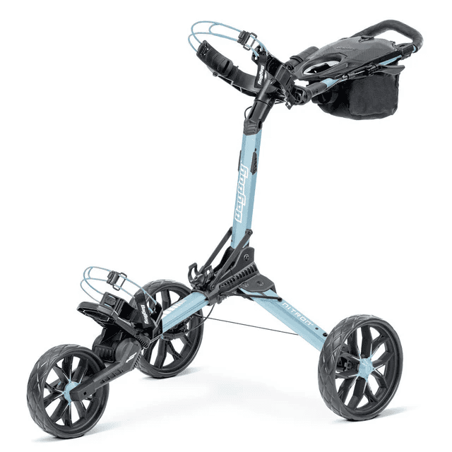 Bag Boy Nitron push cart in Ice Blue, one of the best gifts for golfers
