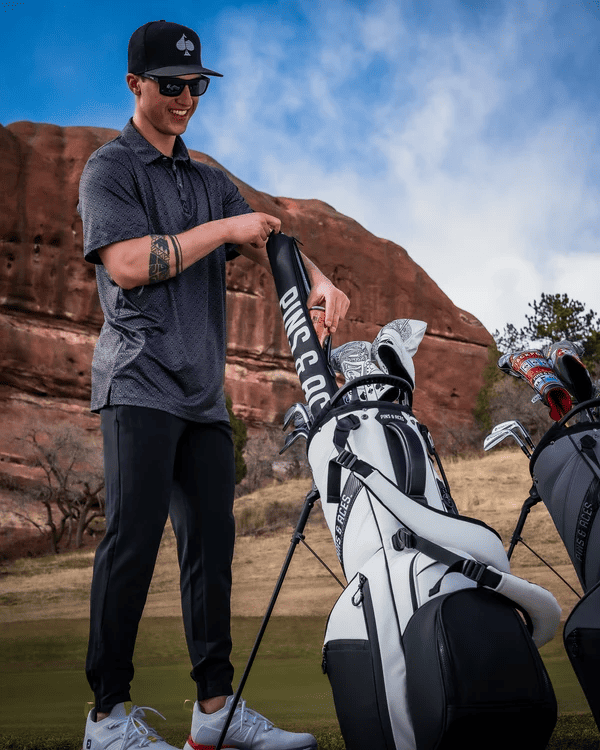 Golf bag beer sleeve with ice pucks, one of the best gifts for golfers under $50
