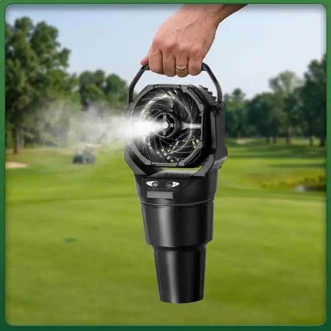 Etholzon cup holder misting golf cart fan