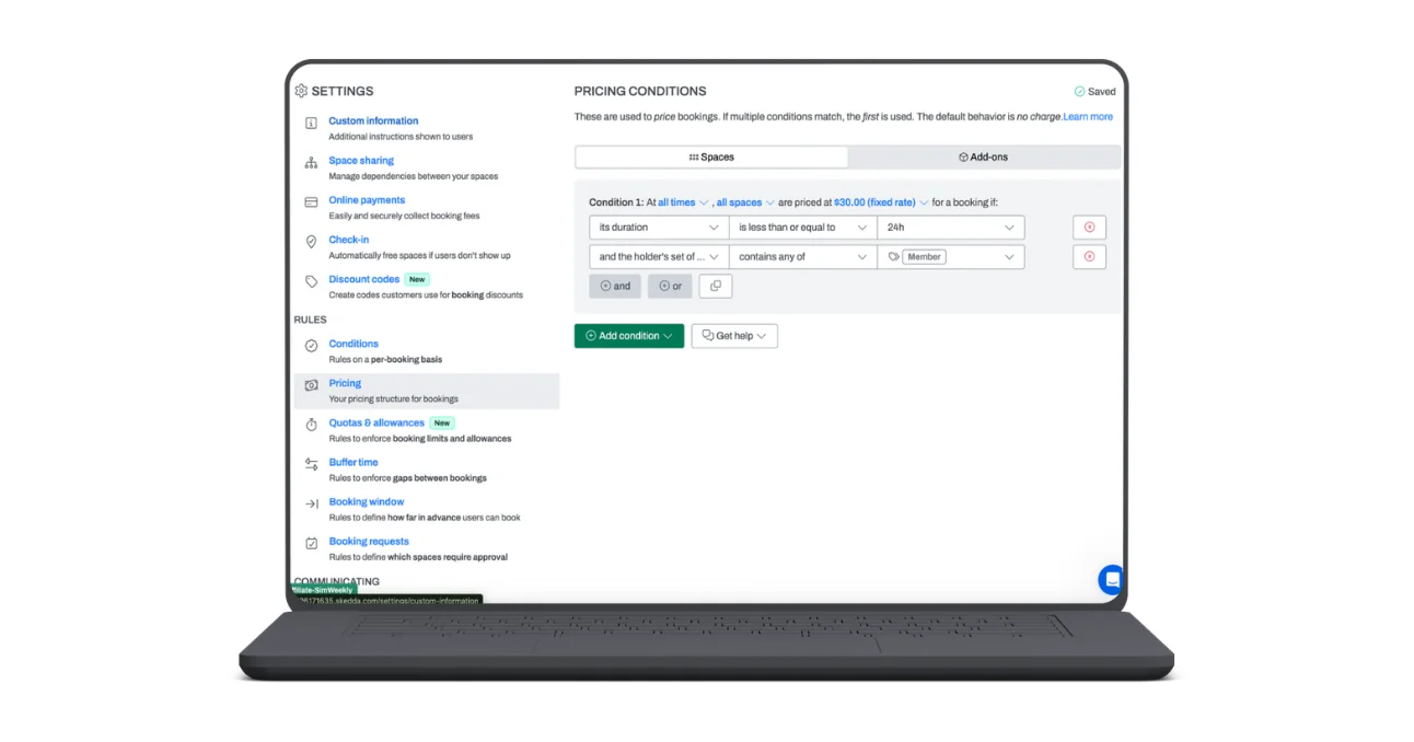 Golf simulator booking software: AllBooked dynamic pricing conditions for members